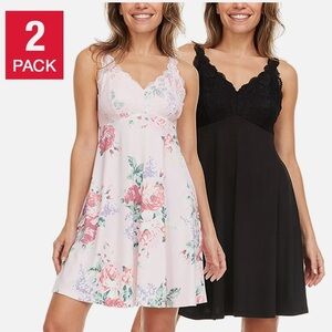 Open box Flora Nikrooz Women's Chemise, 2-Pack black pink floral S M L